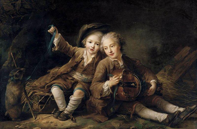 Francois-Hubert Drouais The Children of the Duc de Bouillon Dressed as Montagnards